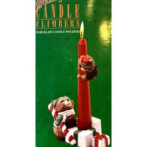 VTG Christmas Candle Climbers Bear & Cub Holiday Decor Retro Cottage Farmhouse